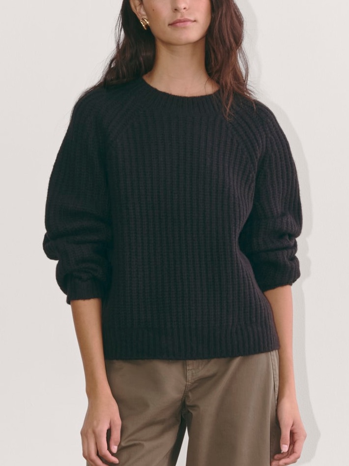 Everlane Cloud Fisherman Crew Sweater In Black Size S